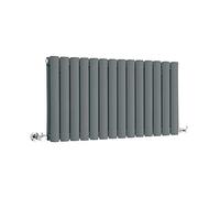Milano Aruba Anthracite Horizontal Double Oval Panel Radiator - 400mm x 826mm