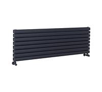 Milano Aruba Anthracite Horizontal Double Oval Panel Radiator - 472mm x 1400mm