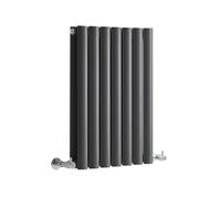 Milano Aruba Anthracite Horizontal Double Oval Panel Radiator - 600mm x 413mm