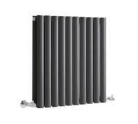 Milano Aruba Anthracite Horizontal Double Oval Panel Radiator - 600mm x 590mm