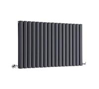Milano Aruba Anthracite Horizontal Double Oval Panel Radiator - 635mm x 1000mm