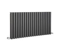 Milano Aruba Anthracite Horizontal Double Oval Panel Radiator - 635mm x 1180mm