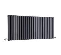 Milano Aruba Anthracite Horizontal Double Oval Panel Radiator - 635mm x 1416mm