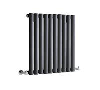 Milano Aruba Anthracite Horizontal Single Oval Panel Radiator - 600mm x 590mm