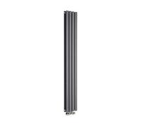 Milano Aruba Anthracite Vertical Middle Connection Double Oval Panel Radiator - 1600mm x 236mm