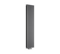 Milano Aruba Anthracite Vertical Middle Connection Double Oval Panel Radiator - 1600mm x 354mm