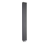 Milano Aruba Anthracite Vertical Middle Connection Double Oval Panel Radiator - 1780mm x 236mm