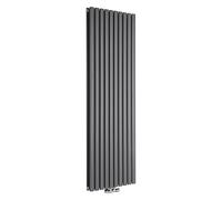 Milano Aruba Anthracite Vertical Middle Connection Double Oval Panel Radiator - 1780mm x 590mm