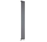 Milano Aruba Anthracite Vertical Single Oval Panel Radiator Thermostatic Valves - 1780mm x 236mm