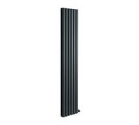 Milano Aruba Ardus 1700W Anthracite Double Oval Panel Dry Heat Vertical Electric Radiator - 1784 x 354mm