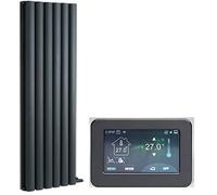Milano Aruba Ardus 1700W Anthracite Double Oval Panel Dry Heat Vertical Electric Radiator WiFi - 1784 x 354mm