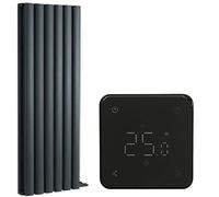 Milano Aruba Ardus 1700W Anthracite Double Oval Panel Dry Heat Vertical Electric Radiator WiFi - 1784mm x 354mm