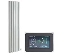 Milano Aruba Ardus 1700W White Double Oval Panel Dry Heat Vertical Electric Radiator WiFi - 1784 x 354mm