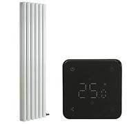 Milano Aruba Ardus 1700W White Double Oval Panel Dry Heat Vertical Electric Radiator WiFi - 1784mm x 354mm