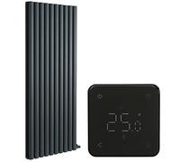 Milano Aruba Ardus 3000W Anthracite Double Oval Panel Dry Heat Vertical Electric Radiator WiFi - 1784mm x 590mm