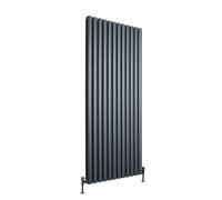 Milano Aruba Ayre Anthracite Vertical Double Oval Panel Aluminium Radiator - 1800mm x 720mm