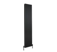 Milano Aruba Ayre Black Vertical Double Oval Panel Aluminium Radiator - 1800mm x 360mm
