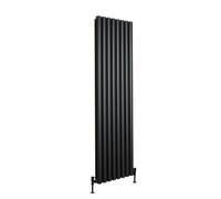 Milano Aruba Ayre Black Vertical Double Oval Panel Aluminium Radiator - 1800mm x 480mm