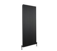 Milano Aruba Ayre Black Vertical Double Oval Panel Aluminium Radiator - 1800mm x 720mm