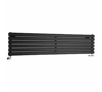 Milano Aruba Black Horizontal Double Oval Panel Radiator - 354mm x 1600mm