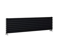 Milano Aruba Black Horizontal Double Oval Panel Radiator - 472mm x 1790mm