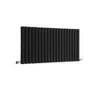 Milano Aruba Black Horizontal Double Oval Panel Radiator - 635mm x 1180mm