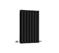 Milano Aruba Black Horizontal Double Oval Panel Radiator - 635mm x 415mm