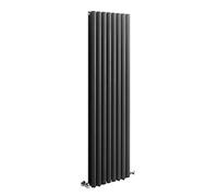Milano Aruba Black Vertical Double Oval Panel Radiator - 1600mm x 472mm