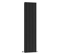 Milano Aruba Black Vertical Double Oval Panel Radiator - 1780mm x 472mm