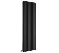 Milano Aruba Black Vertical Double Oval Panel Radiator - 1780mm x 590mm