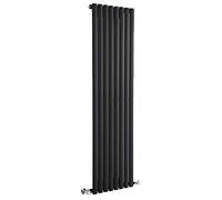 Milano Aruba Black Vertical Single Oval Panel Radiator - 1600mm x 472mm