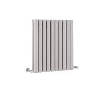 Milano Aruba - Light Grey Horizontal Double Oval Panel Radiator - 635mm x 595mm