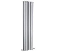 Milano Aruba Silver Grey Vertical Double Oval Panel Radiator - 1500mm x 354mm