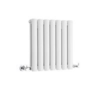 Milano Aruba White Horizontal Double Oval Panel Radiator - 400mm x 413mm