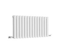 Milano Aruba White Horizontal Double Oval Panel Radiator - 400mm x 826mm