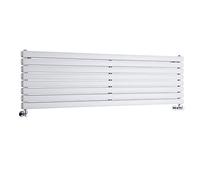 Milano Aruba White Horizontal Double Oval Panel Radiator - 472mm x 1600mm