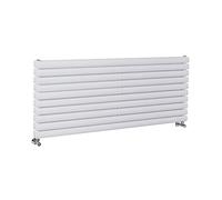 Milano Aruba White Horizontal Double Oval Panel Radiator - 590mm x 1400mm