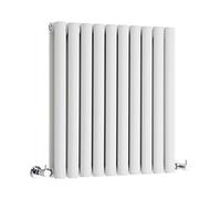 Milano Aruba White Horizontal Double Oval Panel Radiator - 635mm x 590mm