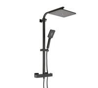 Milano Arvel Square Thermostatic Bar Mixer Valve Shower Head Multifunction Handset - Black