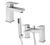 Milano Arvo Modern Mono Bathroom Basin Mixer Tap Bath Tap Hand Shower - Chrome