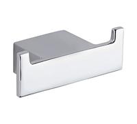 Milano Arvo Modern Wall Mounted Square Bathroom Towel Bath Robe Hook Holder - Chrome