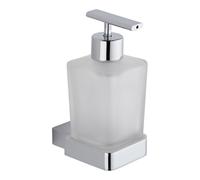 Milano Arvo Modern Wall Mounted Square Glass Bathroom Soap Dispenser Chrome Holder
