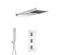 Milano Arvo Thermostatic Diverter Mixer Valve 200mm x 500mm Waterblade Shower Head Handset - Chrome