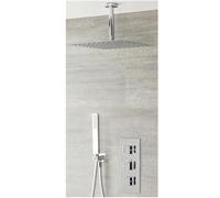 Milano Arvo Thermostatic Diverter Mixer Valve 300mm Square Shower Head Handset - Chrome