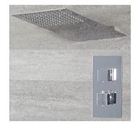 Milano Arvo Thermostatic Mixer Valve 200mm x 487mm Wall Mounted Shower Head - Chrome