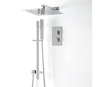 Milano Arvo Thermostatic Mixer Valve 300mm Square Shower Head Handset Riser Rail - Chrome
