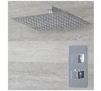 Milano Arvo Thermostatic Mixer Valve 300mm Wall Mounted Square Rainfall Shower Head - Chrome