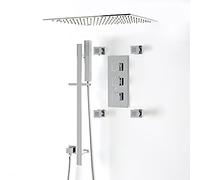 Milano Arvo Thermostatic Mixer Valve 400mm Square Shower Head Handset Body Jets Riser Rail - Chrome