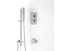 Milano Arvo Thermostatic Mixer Valve Overflow Bath Filler Tap Riser Rail Hand Shower - Chrome