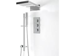 Milano Arvo Thermostatic Mixer Valve Rainfall Waterblade Shower Head Handset Riser Rail - Chrome